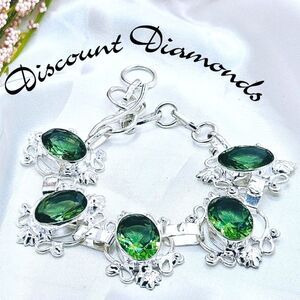 Green Amethyst Tennis Bracelet on 925 Sterling Silver